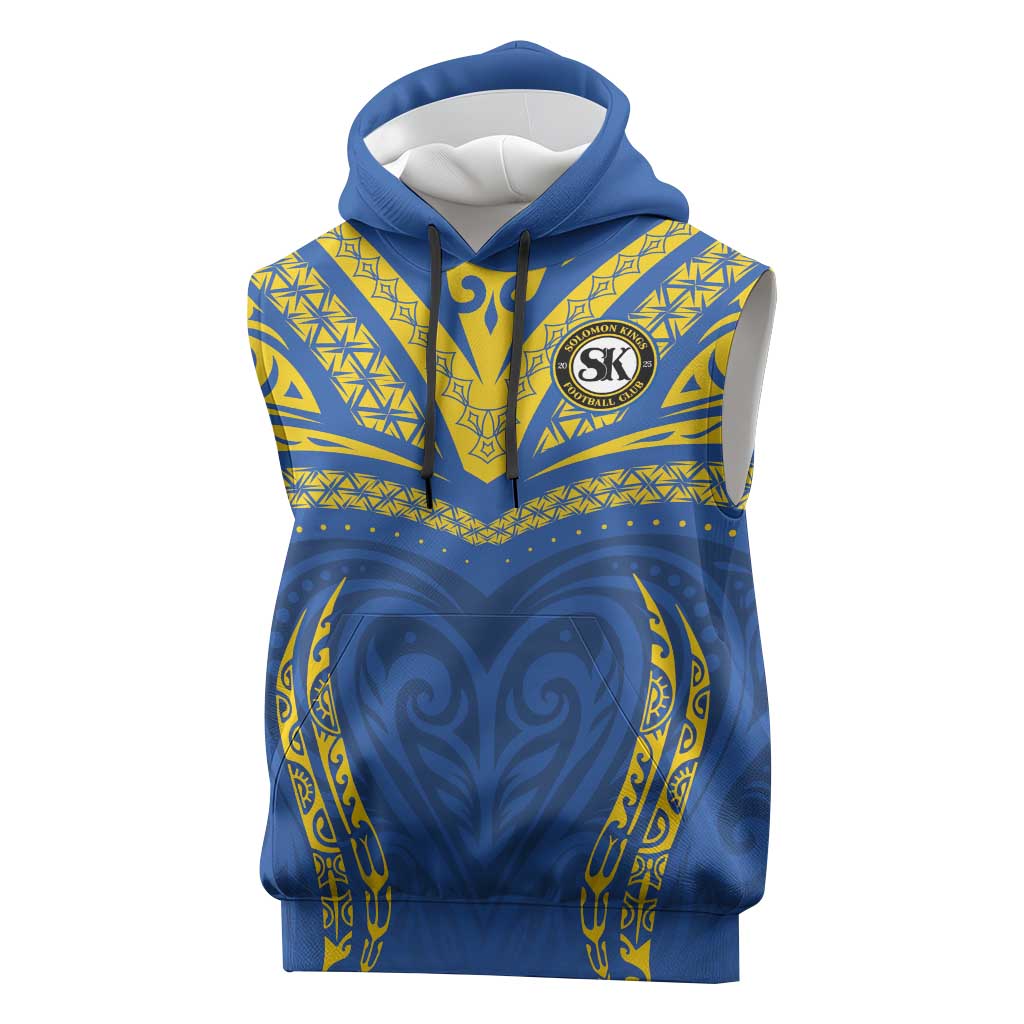 Custom Oceania Football Solomon Kings Sleeveless Hoodie Polynesian Tribal Pattern