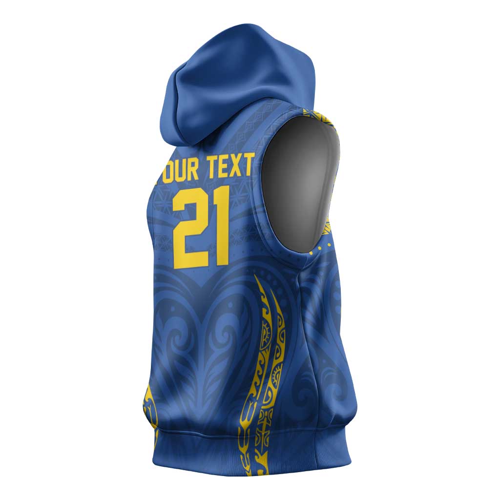 Custom Oceania Football Solomon Kings Sleeveless Hoodie Polynesian Tribal Pattern