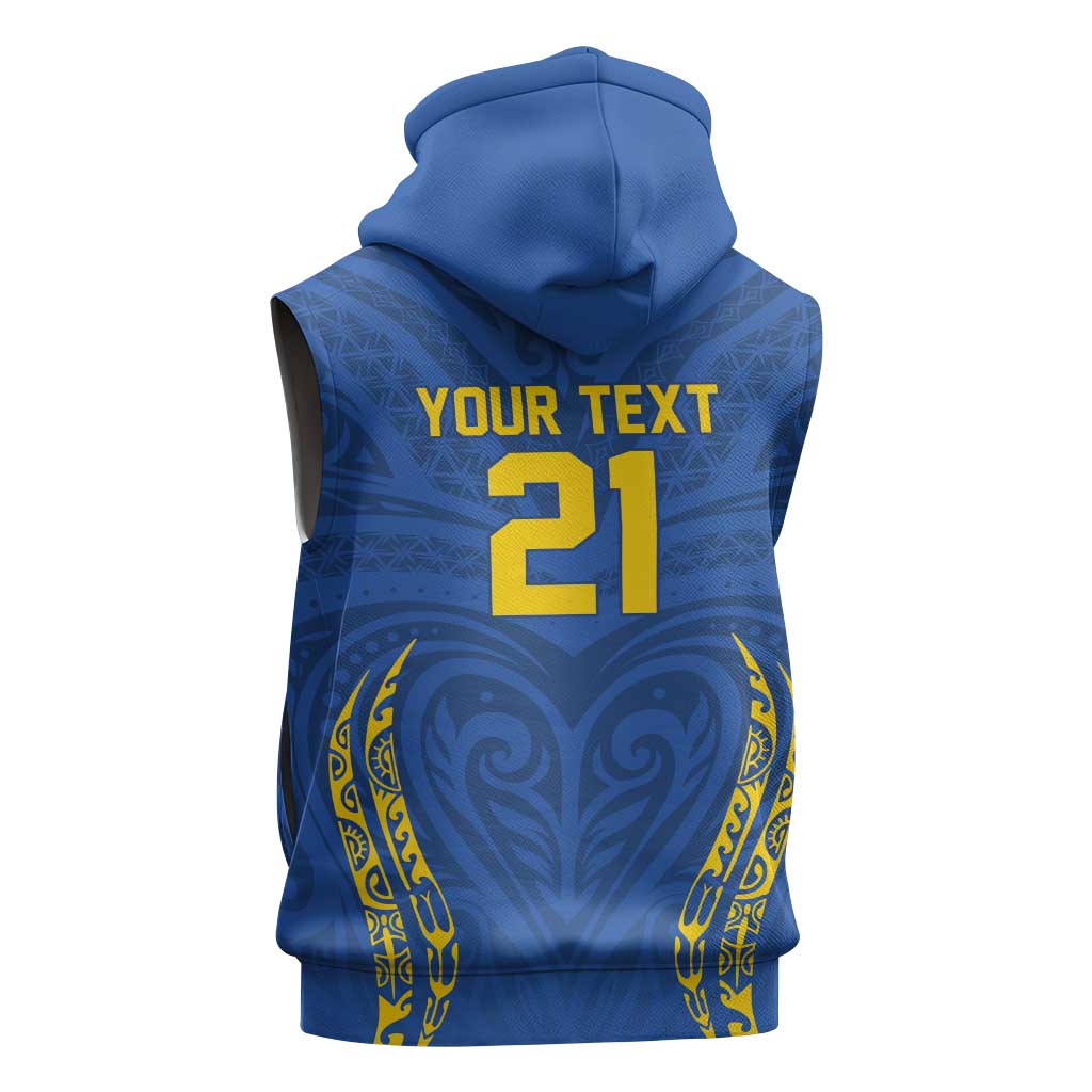 Custom Oceania Football Solomon Kings Sleeveless Zip Hoodie Polynesian Tribal Pattern