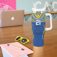 Custom Oceania Football Solomon Kings Tumbler With Handle Polynesian Tribal Pattern