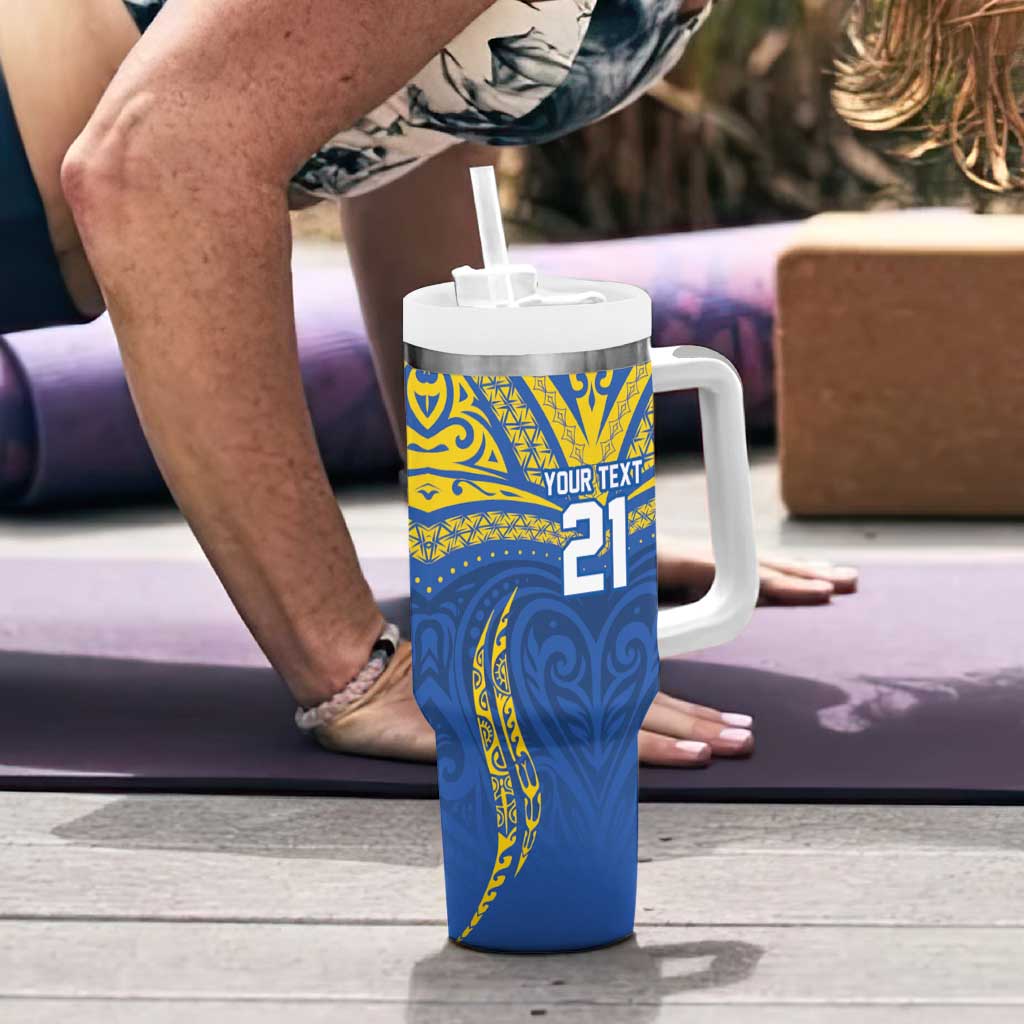 Custom Oceania Football Solomon Kings Tumbler With Handle Polynesian Tribal Pattern