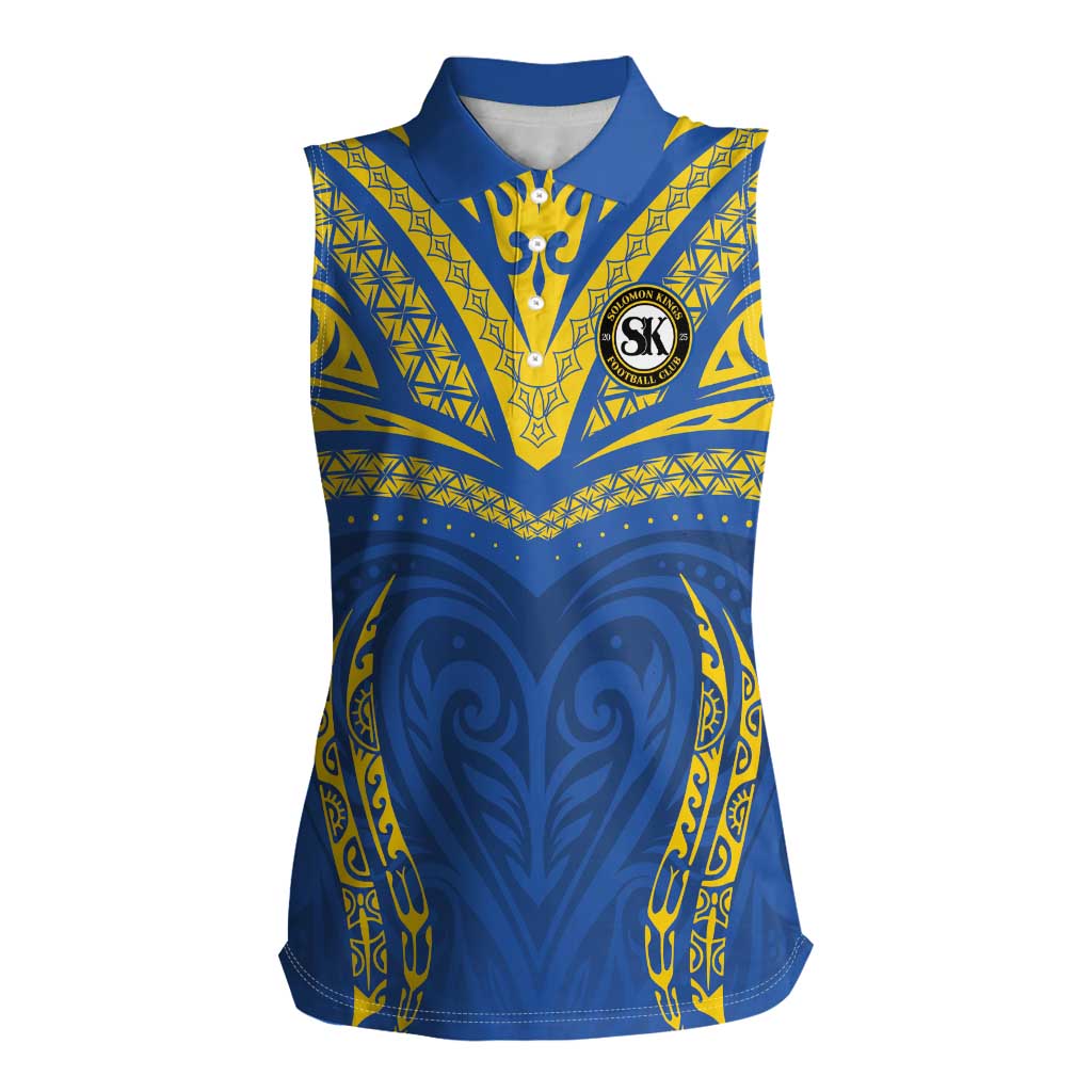 Custom Oceania Football Solomon Kings Women Sleeveless Polo Shirt Polynesian Tribal Pattern