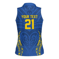 Custom Oceania Football Solomon Kings Women Sleeveless Polo Shirt Polynesian Tribal Pattern
