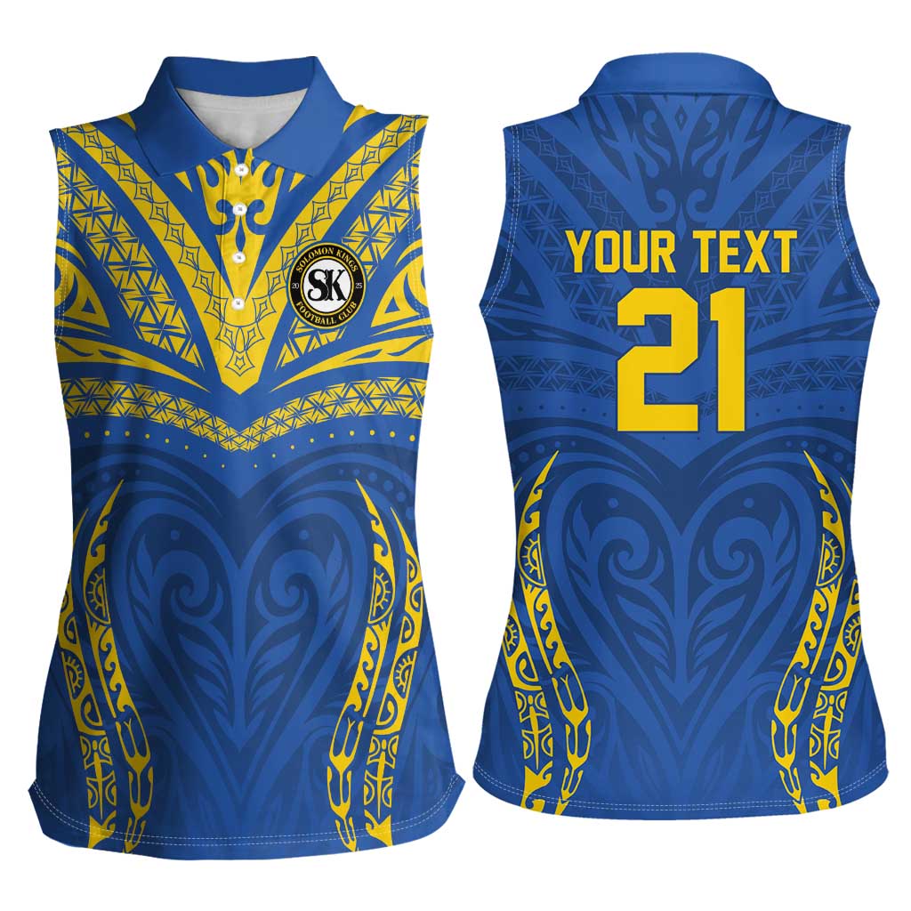 Custom Oceania Football Solomon Kings Women Sleeveless Polo Shirt Polynesian Tribal Pattern