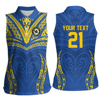 Custom Oceania Football Solomon Kings Women Sleeveless Polo Shirt Polynesian Tribal Pattern
