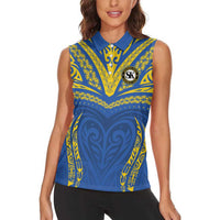 Custom Oceania Football Solomon Kings Women Sleeveless Polo Shirt Polynesian Tribal Pattern
