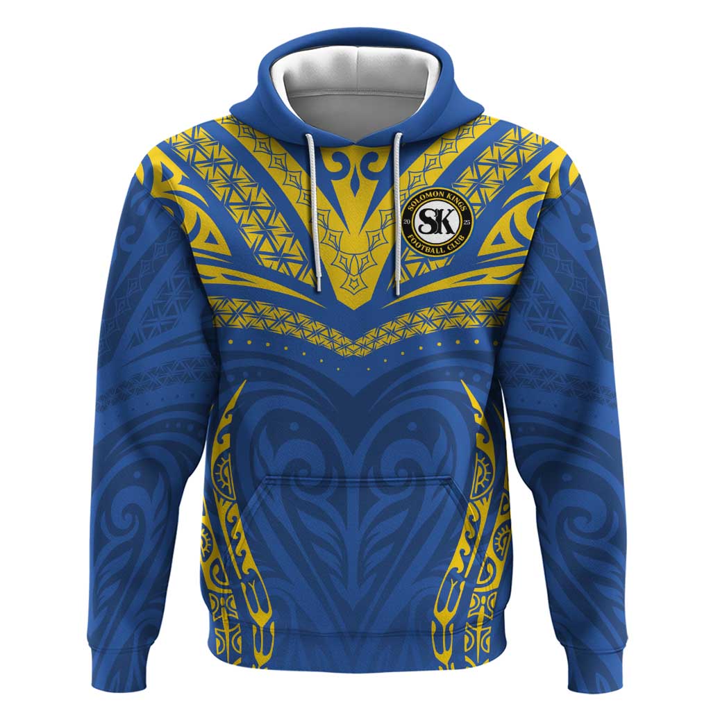 Custom Oceania Football Solomon Kings Zip Hoodie Polynesian Tribal Pattern