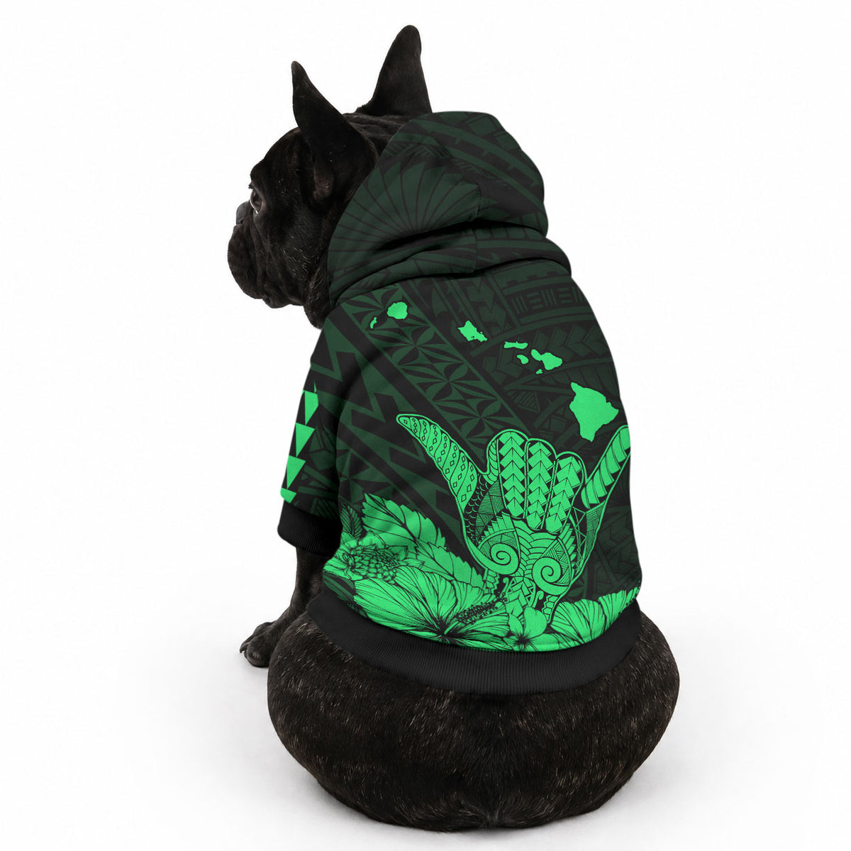 Hawaii Shaka Sign Pet Hoodie Green Version LT9 - Polynesian Pride