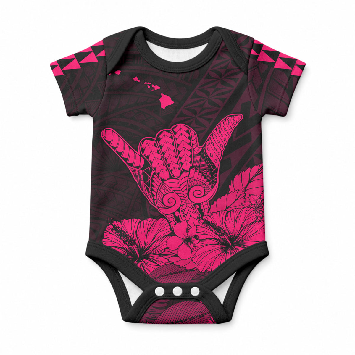 Hawaii Shaka Sign Baby Onesie Pink Version LT9 Pink - Polynesian Pride