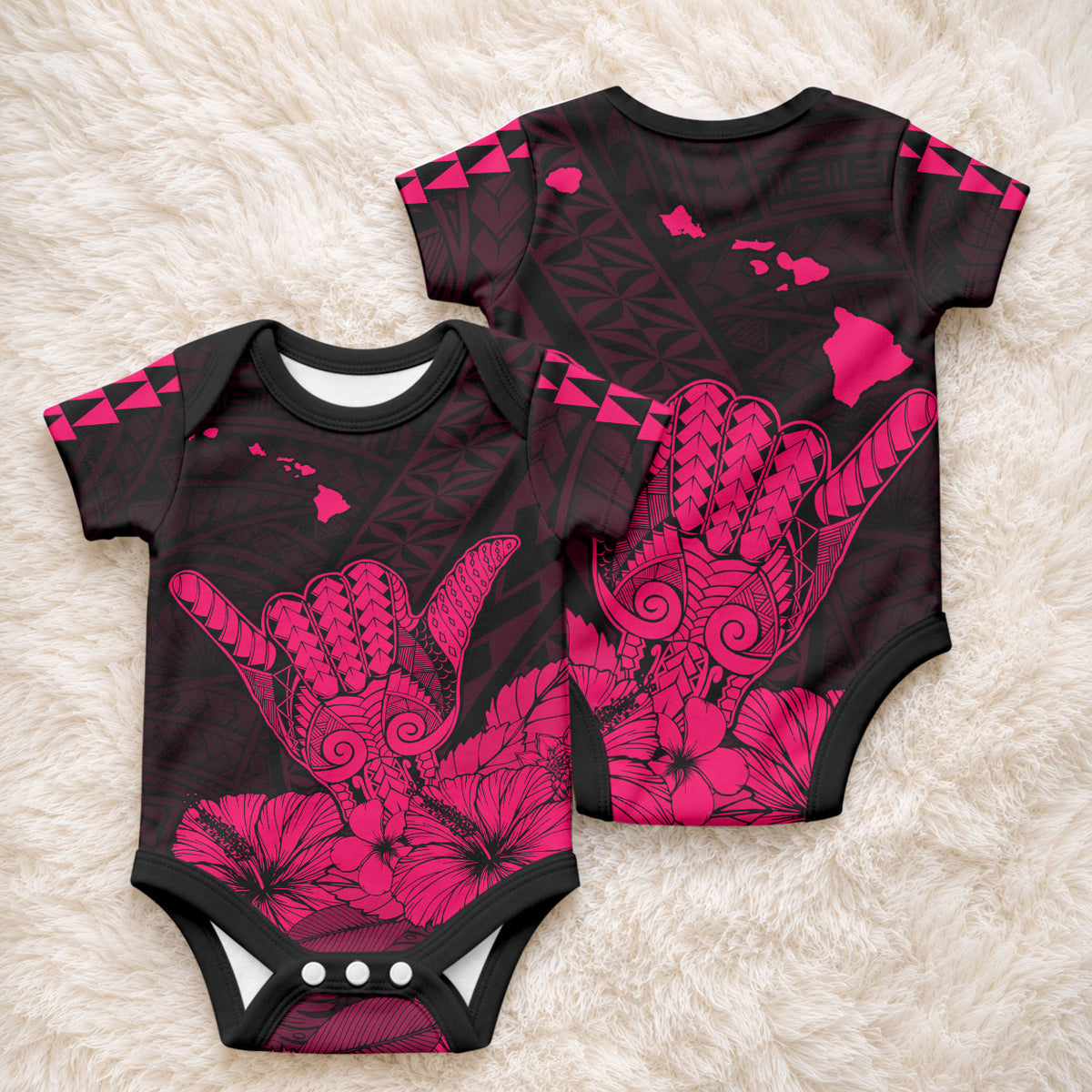 Hawaii Shaka Sign Baby Onesie Pink Version LT9 - Polynesian Pride