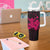 Pink Hawaiian Hibiscus Shaka Sign Tumbler With Handle