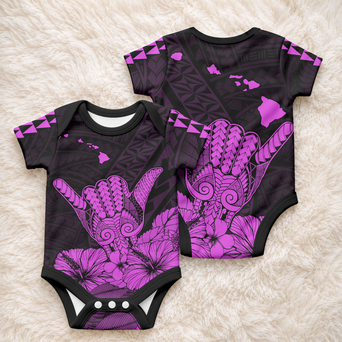 Hawaii Shaka Sign Baby Onesie Purple Version LT9 - Polynesian Pride