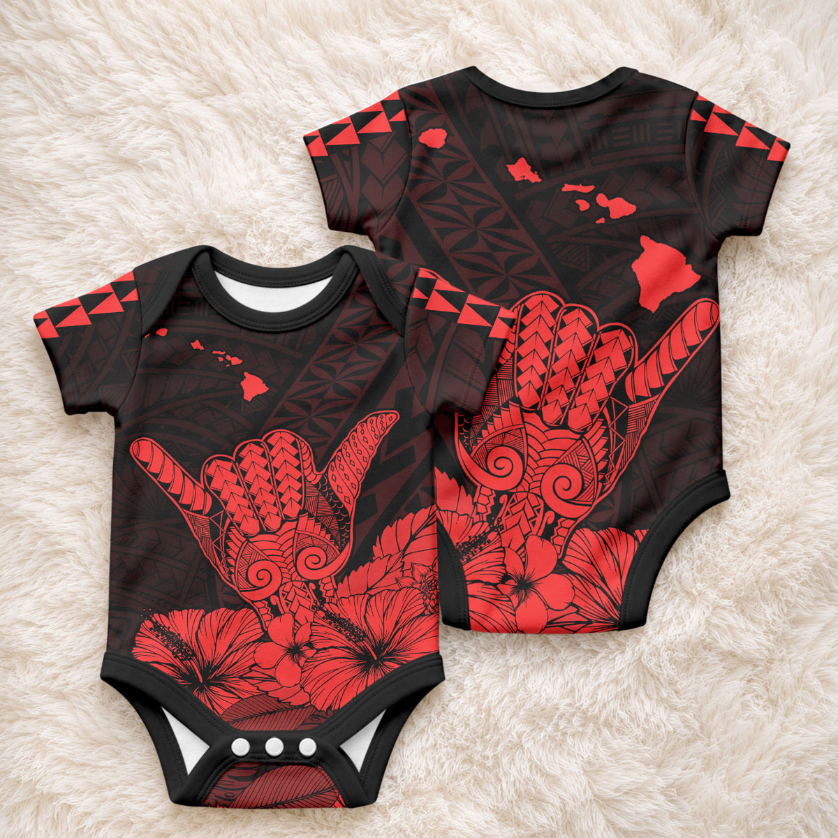 Hawaii Shaka Sign Baby Onesie Red Version LT9 - Polynesian Pride