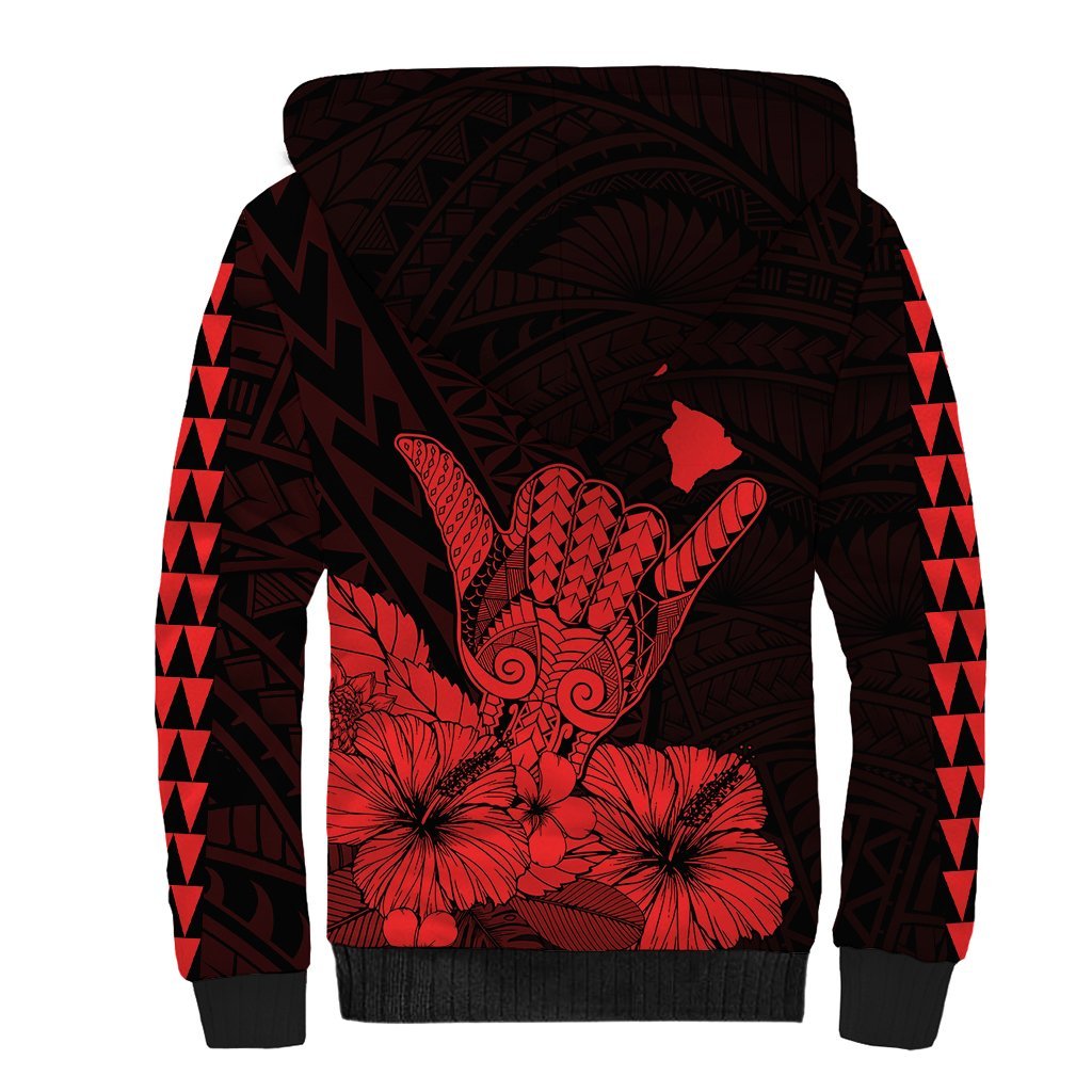Hawaii Shaka Sign Sherpa Hoodie Red Version LT9 - Polynesian Pride