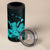 Turquoise Hawaiian Hibiscus Shaka Sign 4 in 1 Can Cooler Tumbler