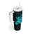 Turquoise Hawaiian Hibiscus Shaka Sign Tumbler With Handle