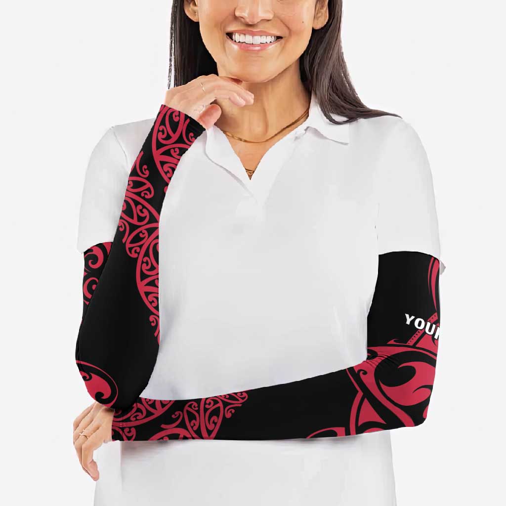 All Black Maori Tribal Tattoo Personalised Arm Sleeves Classic Red Polynesian Style - Polynesian Pride