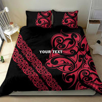 All Black Maori Tribal Tattoo Personalised Bedding Set Classic Red Polynesian Style - Polynesian Pride