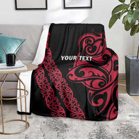 All Black Maori Tribal Tattoo Personalised Blanket Classic Red Polynesian Style - Polynesian Pride