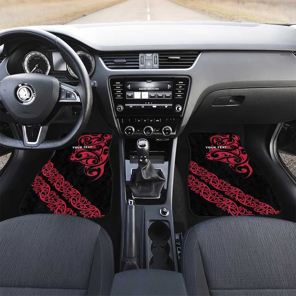 All Black Maori Tribal Tattoo Personalised Car Mats Classic Red Polynesian Style - Polynesian Pride
