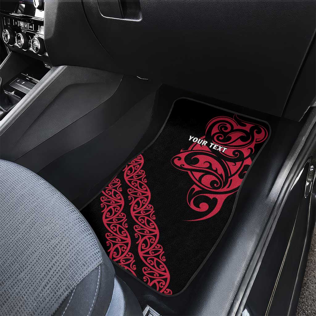 All Black Maori Tribal Tattoo Personalised Car Mats Classic Red Polynesian Style - Polynesian Pride