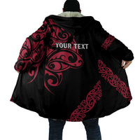 All Black Maori Tribal Tattoo Personalised Cloak Classic Red Polynesian Style - Polynesian Pride