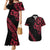 All Black Maori Tribal Tattoo Personalised Couples Matching Mermaid Dress and Hawaiian Shirt Classic Red Polynesian Style - Polynesian Pride