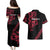 All Black Maori Tribal Tattoo Personalised Couples Matching Puletasi and Hawaiian Shirt Classic Red Polynesian Style - Polynesian Pride