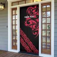 All Black Maori Tribal Tattoo Personalised Door Cover Classic Red Polynesian Style - Polynesian Pride