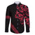 All Black Maori Tribal Tattoo Personalised Family Matching Long Sleeve Bodycon Dress and Hawaiian Shirt Classic Red Polynesian Style - Polynesian Pride