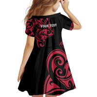 All Black Maori Tribal Tattoo Personalised Family Matching Mermaid Dress and Hawaiian Shirt Classic Red Polynesian Style - Polynesian Pride