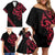All Black Maori Tribal Tattoo Personalised Family Matching Off Shoulder Short Dress and Hawaiian Shirt Classic Red Polynesian Style - Polynesian Pride