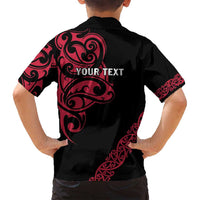 All Black Maori Tribal Tattoo Personalised Family Matching Summer Maxi Dress and Hawaiian Shirt Classic Red Polynesian Style - Polynesian Pride