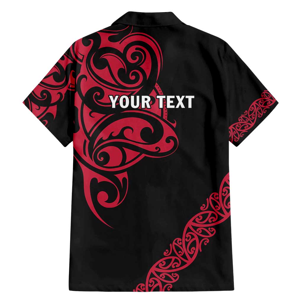 All Black Maori Tribal Tattoo Personalised Family Matching Tank Maxi Dress and Hawaiian Shirt Classic Red Polynesian Style - Polynesian Pride