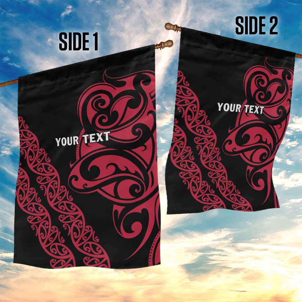 All Black Maori Tribal Tattoo Personalised Garden Flag Classic Red Polynesian Style - Polynesian Pride