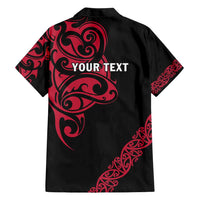 All Black Maori Tribal Tattoo Personalised Hawaiian Shirt Classic Red Polynesian Style - Polynesian Pride