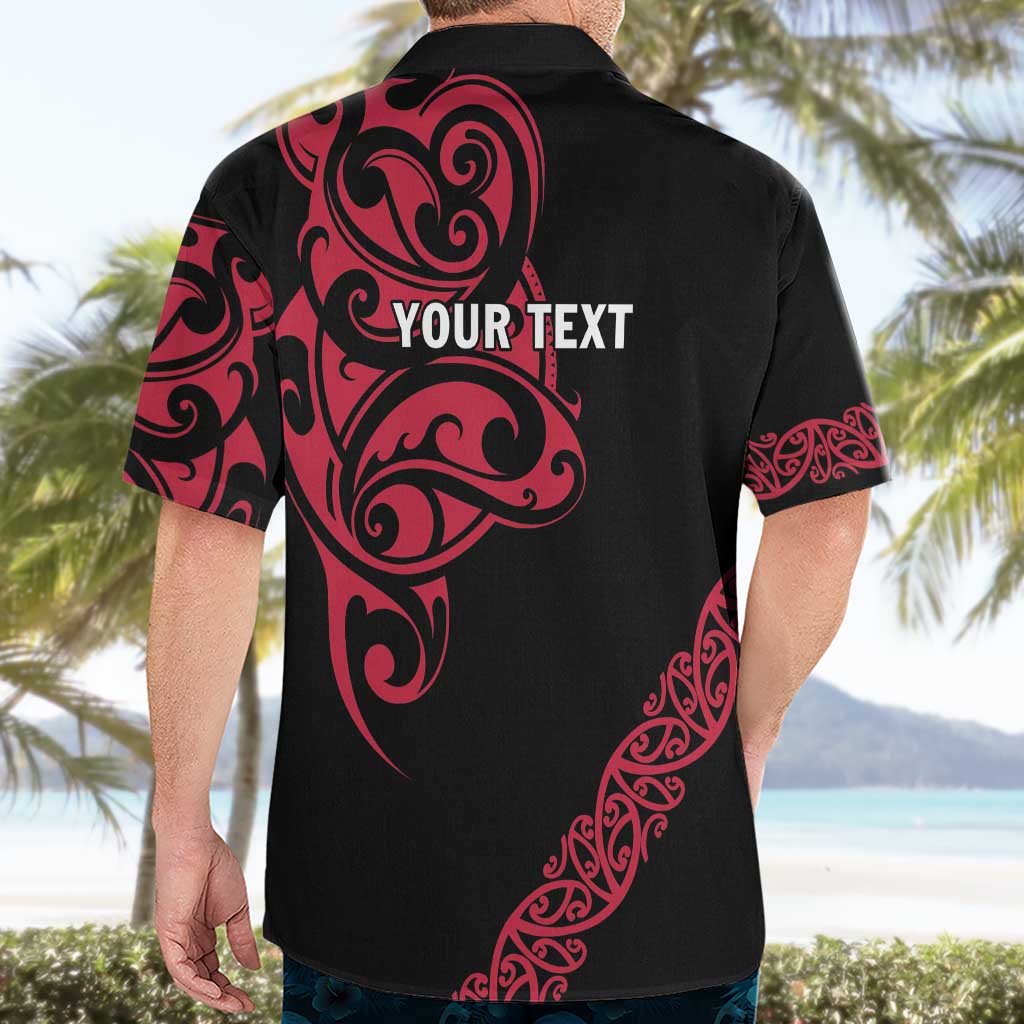 All Black Maori Tribal Tattoo Personalised Hawaiian Shirt Classic Red Polynesian Style - Polynesian Pride