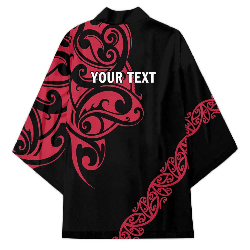All Black Maori Tribal Tattoo Personalised Kimono Classic Red Polynesian Style - Polynesian Pride