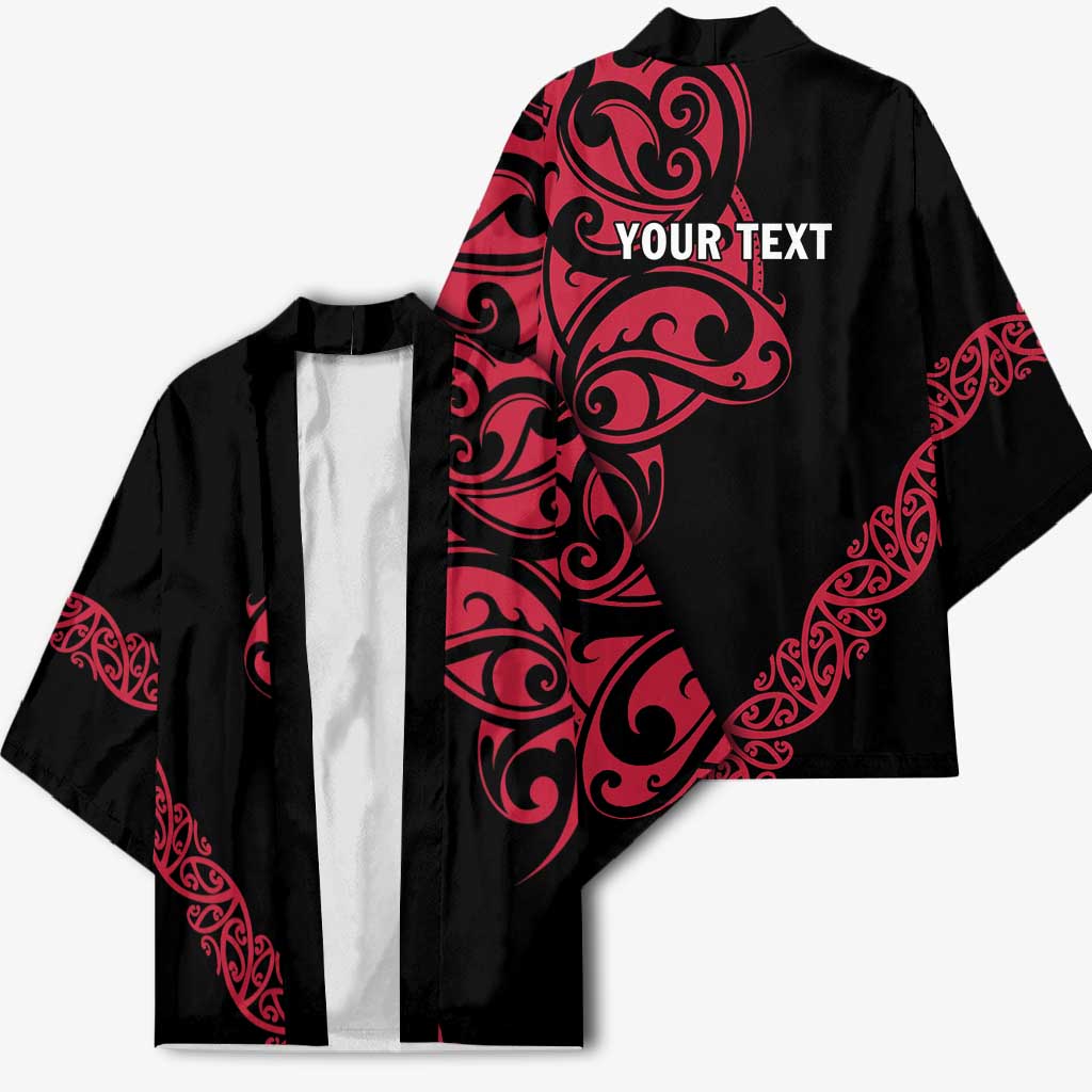 All Black Maori Tribal Tattoo Personalised Kimono Classic Red Polynesian Style - Polynesian Pride