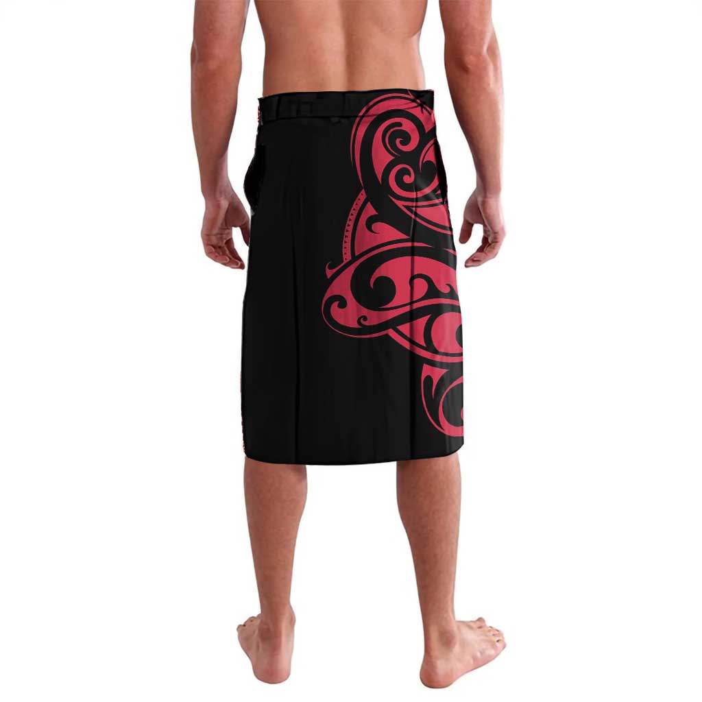 All Black Maori Tribal Tattoo Personalised Lavalava Classic Red Polynesian Style - Polynesian Pride