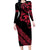 All Black Maori Tribal Tattoo Personalised Long Sleeve Bodycon Dress Classic Red Polynesian Style - Polynesian Pride