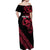 All Black Maori Tribal Tattoo Personalised Off Shoulder Maxi Dress Classic Red Polynesian Style - Polynesian Pride