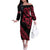 All Black Maori Tribal Tattoo Personalised Off The Shoulder Long Sleeve Dress Classic Red Polynesian Style - Polynesian Pride