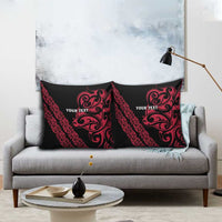 All Black Maori Tribal Tattoo Personalised Pillow Cover Classic Red Polynesian Style - Polynesian Pride