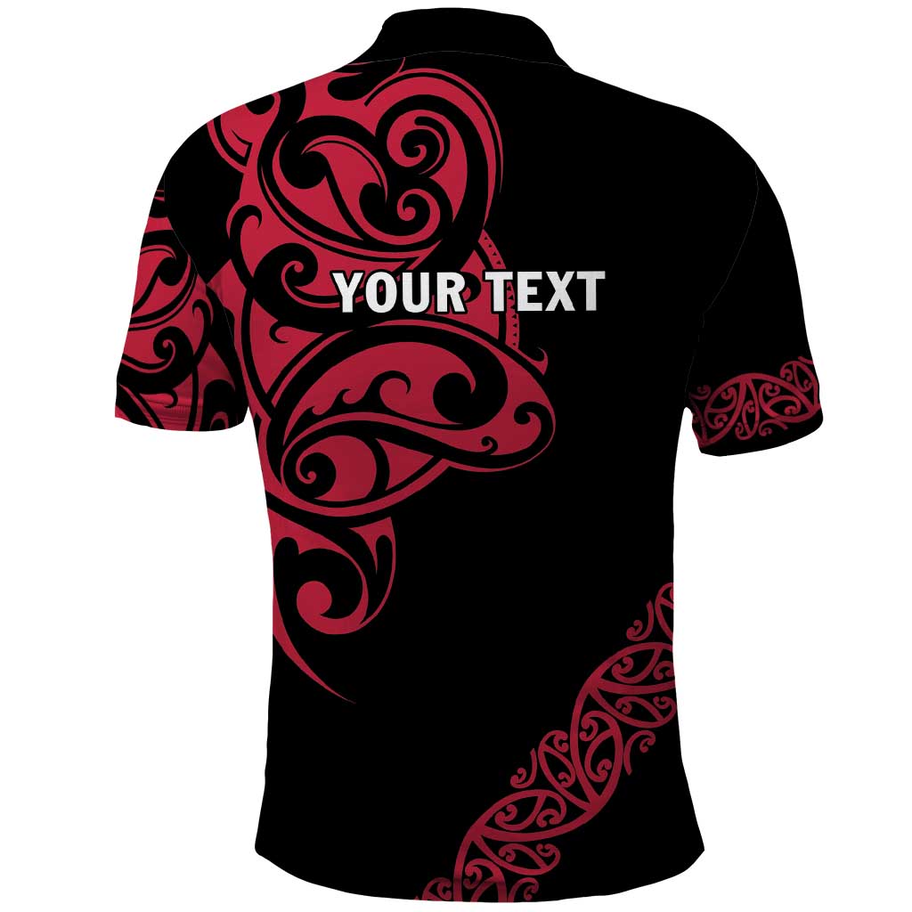 All Black Maori Tribal Tattoo Personalised Polo Shirt Classic Red Polynesian Style - Polynesian Pride