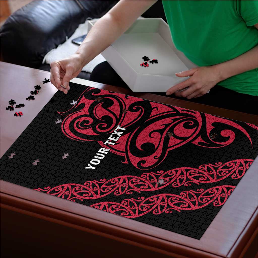 All Black Maori Tribal Tattoo Personalised Puzzle Classic Red Polynesian Style - Polynesian Pride