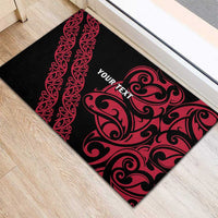 All Black Maori Tribal Tattoo Personalised Rubber Doormat Classic Red Polynesian Style - Polynesian Pride
