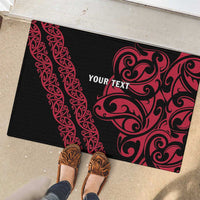 All Black Maori Tribal Tattoo Personalised Rubber Doormat Classic Red Polynesian Style - Polynesian Pride