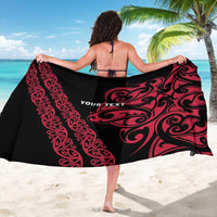 All Black Maori Tribal Tattoo Personalised Sarong Classic Red Polynesian Style - Polynesian Pride