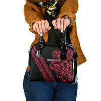 All Black Maori Tribal Tattoo Personalised Shoulder Handbag Classic Red Polynesian Style - Polynesian Pride